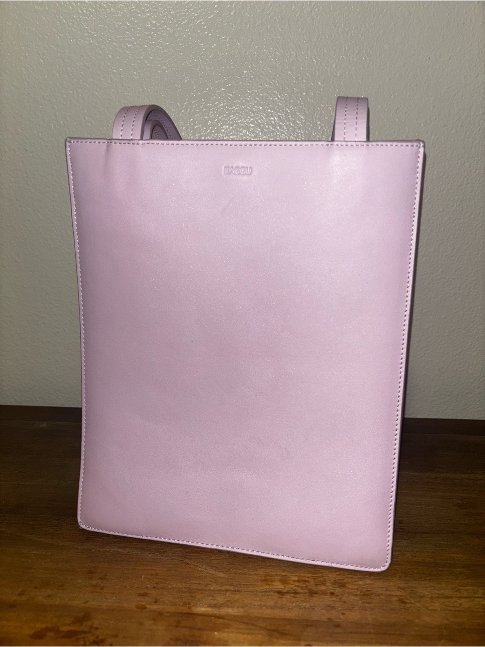 Baggu Leather Retail Shoulder Bag in Pale Orchid RARE - Picture 4 of 8
